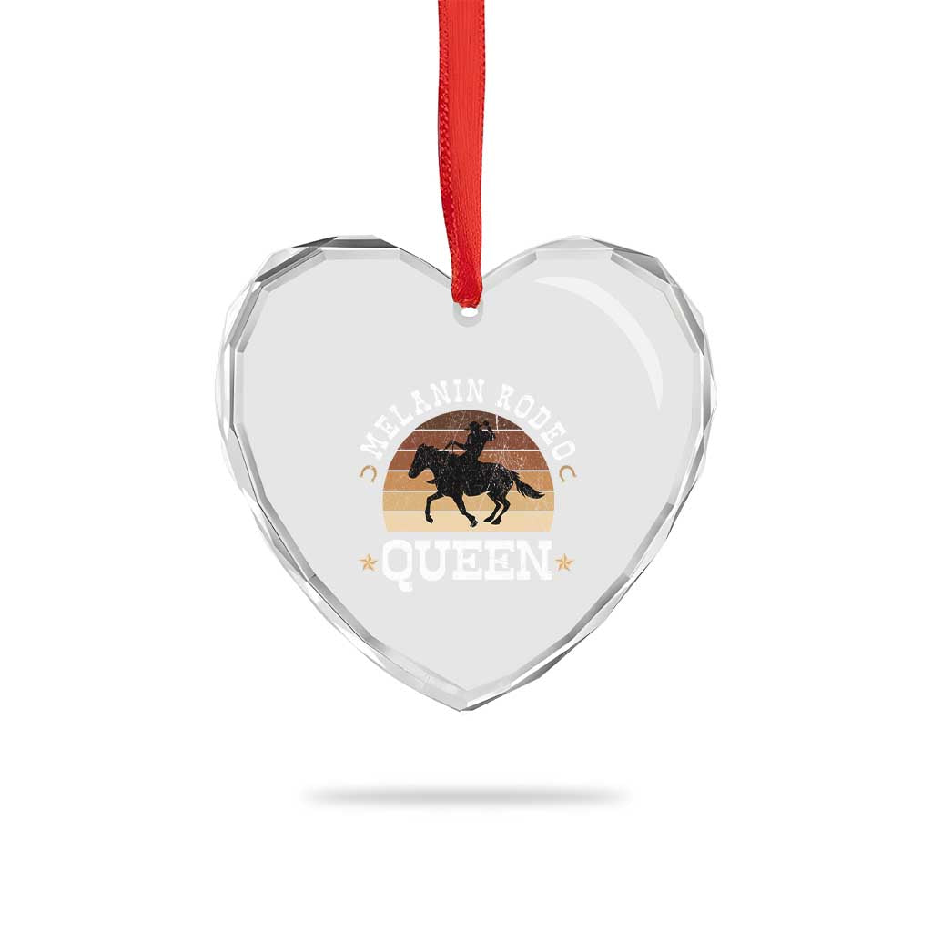 Melanin Rodeo Queen Heart Crystal Glass Ornament Cowgirl Riding Horse African American Cowgirls Retro - Wonder Print Shop