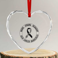 Melanoma Awareness Heart Crystal Glass Ornament Brave Strong Resilient Warrior