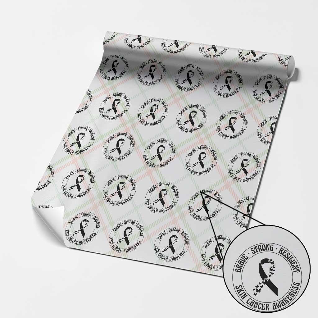 Melanoma Awareness Wrapping Paper Roll Brave Strong Resilient Warrior