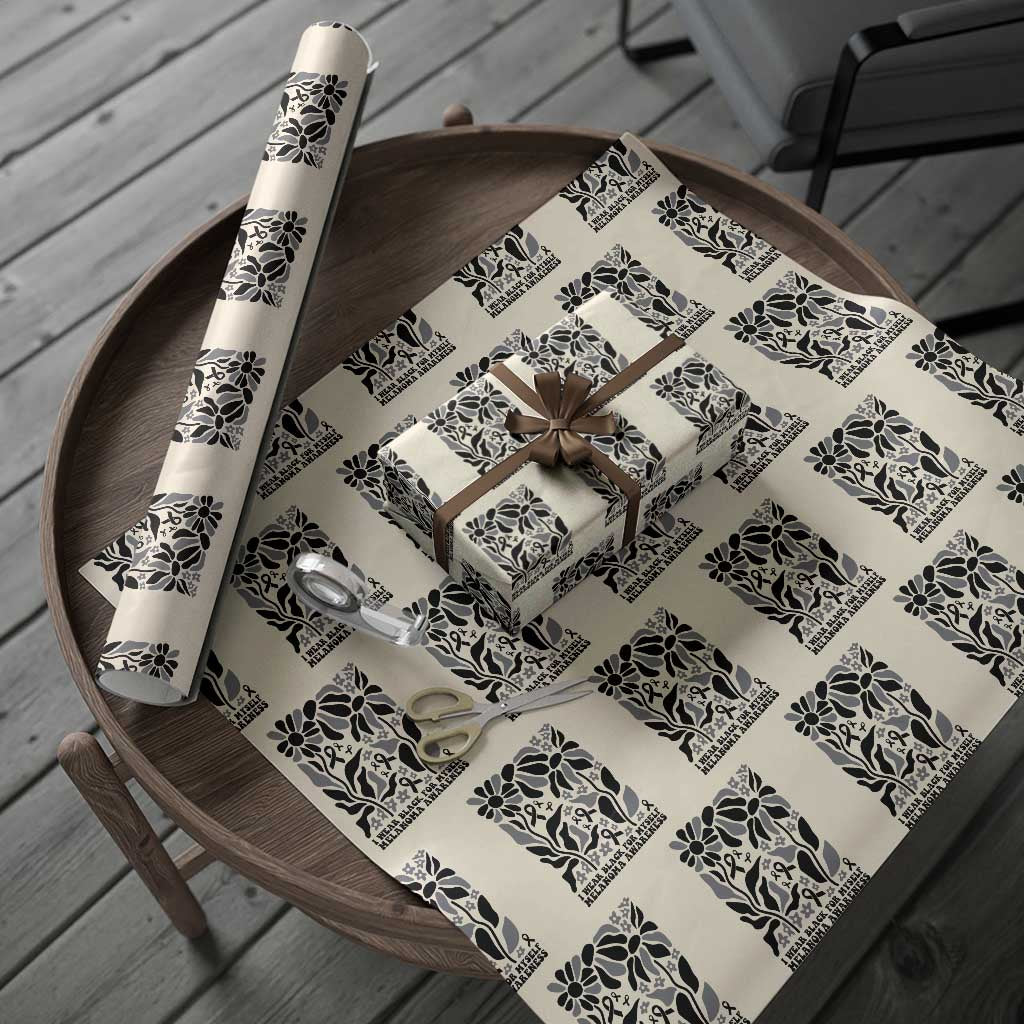 Melanoma Awareness Wrapping Paper Roll I Wear Black For Myself Skin Cancer Survivor