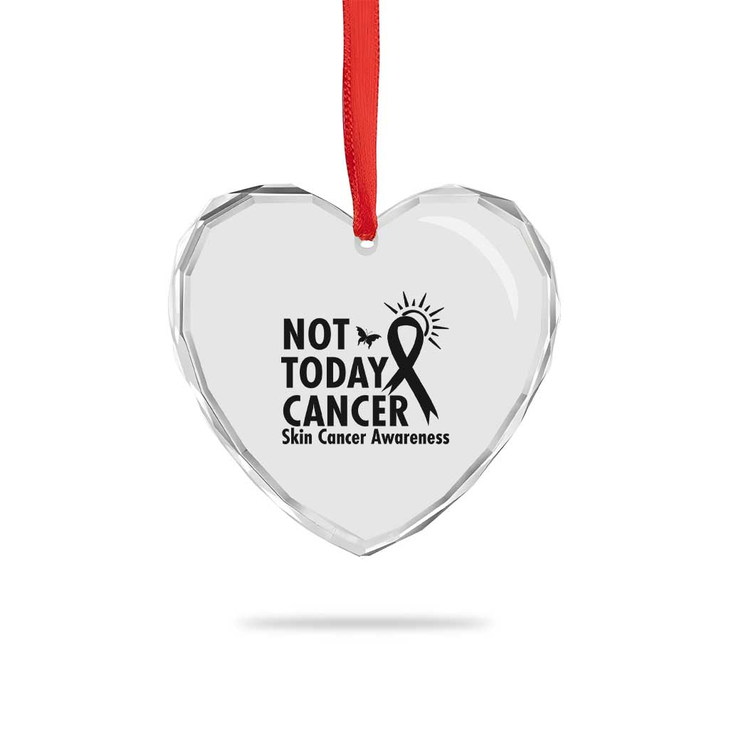 Melanoma Awareness Skin Cancer Warrior Heart Crystal Glass Ornament Not Today Cancer