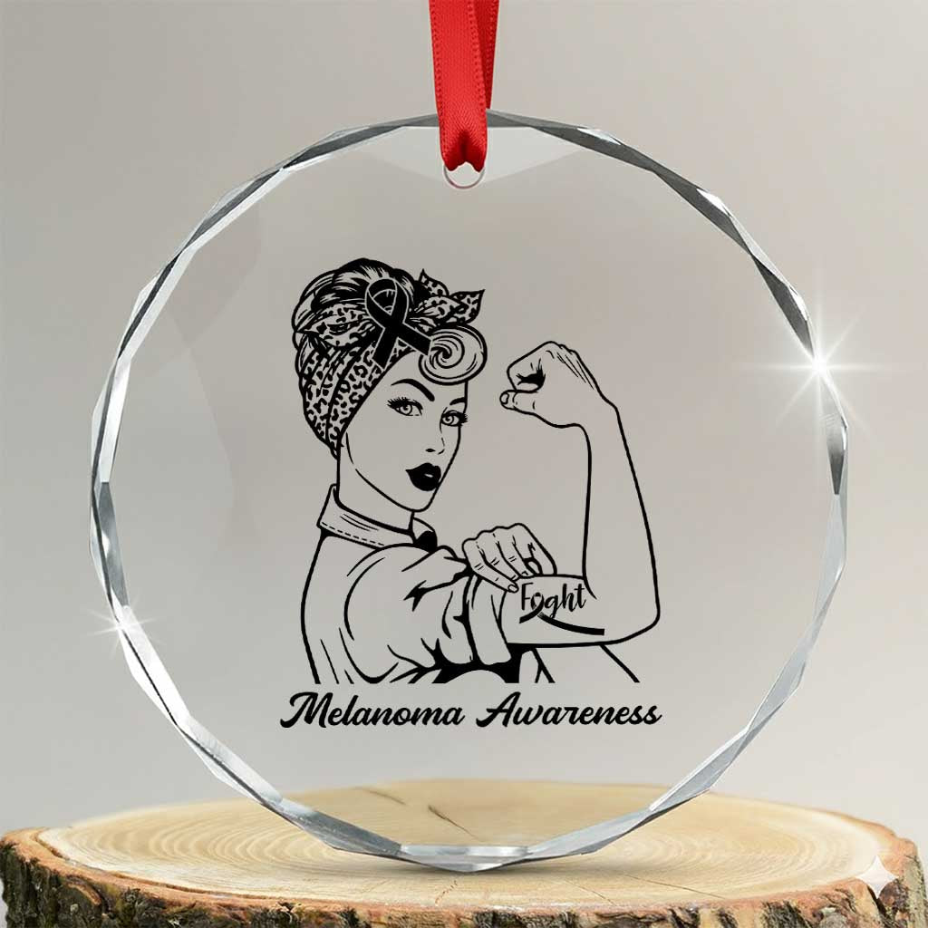 Melanoma Awareness Strong Woman Crystal Glass Ornament Feminist Warrior