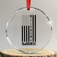 Melanoma Awareness USA Flag Crystal Glass Ornament Patriotic Cancer Warrior