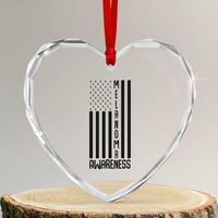 Melanoma Awareness USA Flag Heart Crystal Glass Ornament Patriotic Cancer Warrior