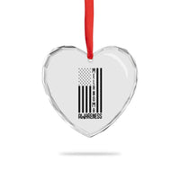 Melanoma Awareness USA Flag Heart Crystal Glass Ornament Patriotic Cancer Warrior