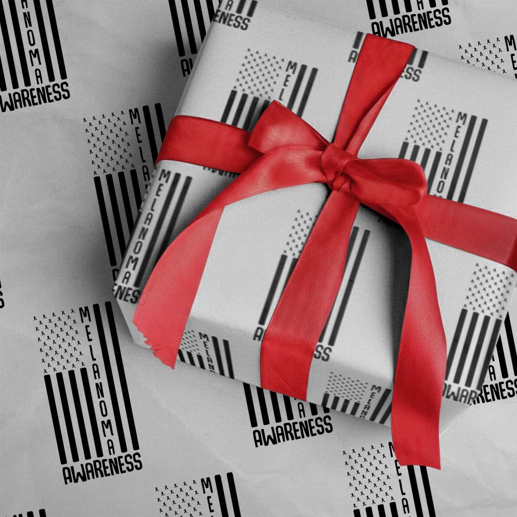 Melanoma Awareness USA Flag Wrapping Paper Roll Patriotic Cancer Warrior