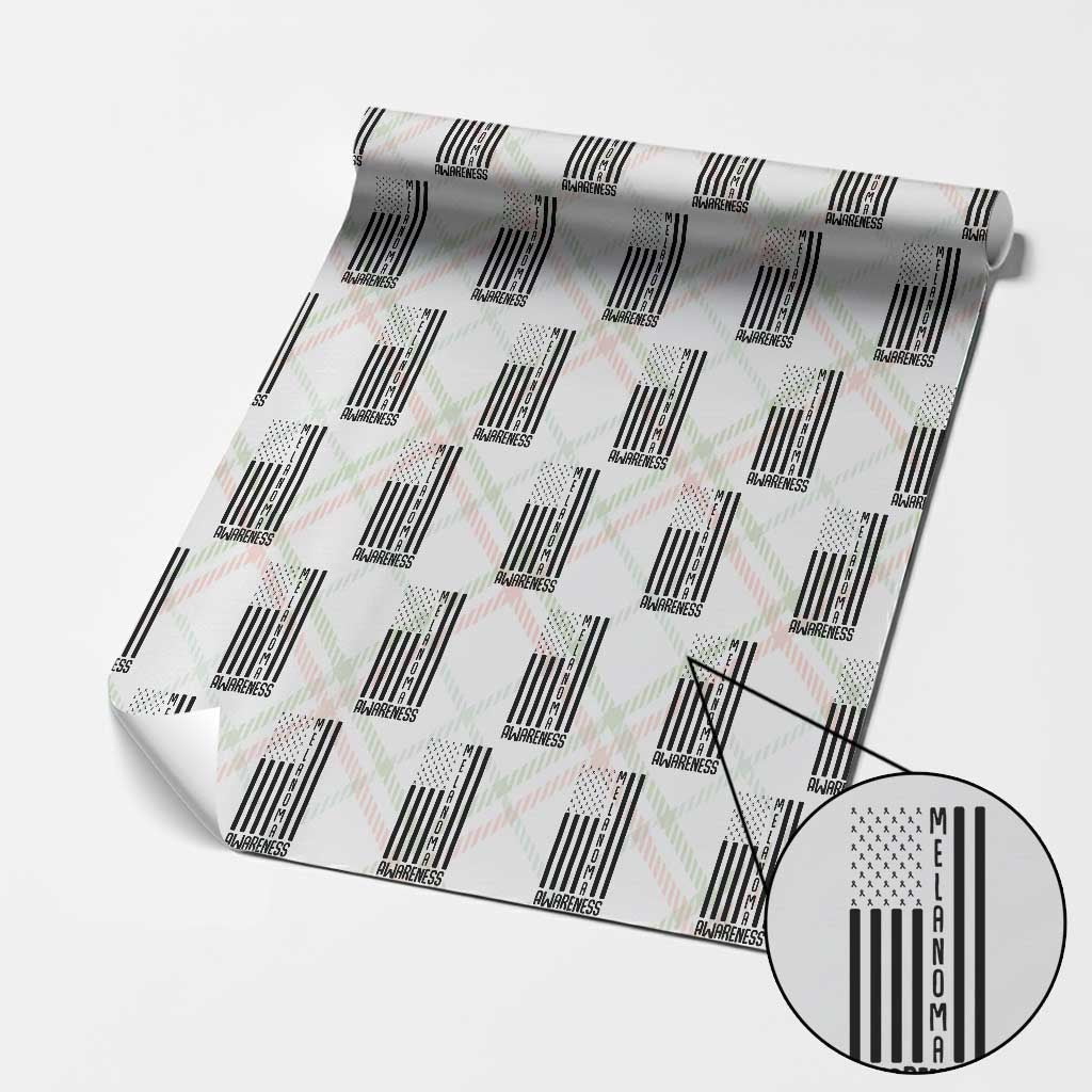 Melanoma Awareness USA Flag Wrapping Paper Roll Patriotic Cancer Warrior