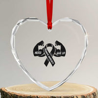 Melanoma Awareness Warrior Heart Crystal Glass Ornament Never Give Up