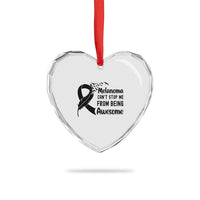 Melanoma Cant Stop Me From Being Awesome Heart Crystal Glass Ornament Support Squad Gift
