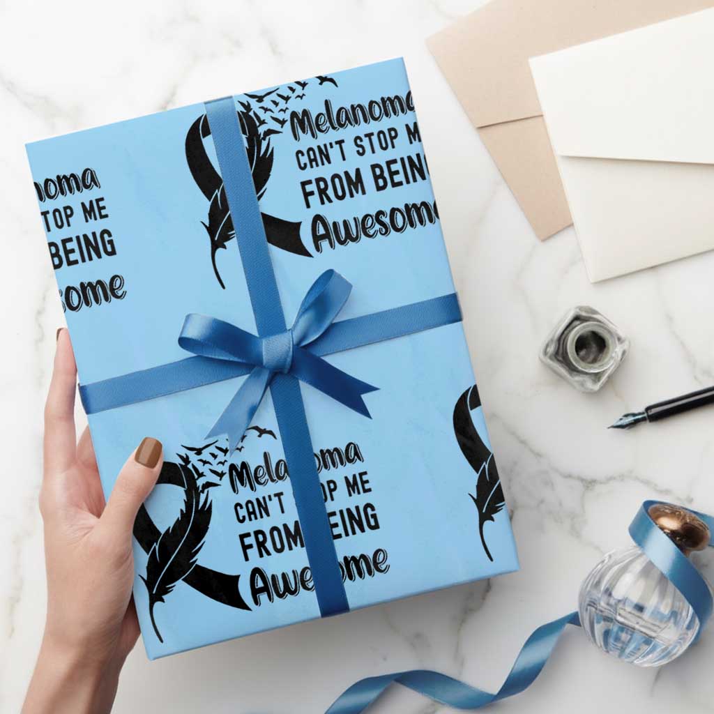 Melanoma Cant Stop Me From Being Awesome Wrapping Paper Roll Support Squad Gift