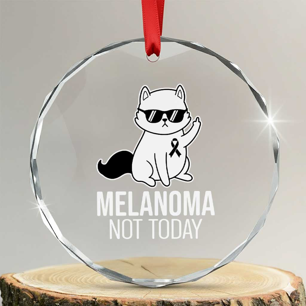 Melanoma Fighter Cat Crystal Glass Ornament Not Today Skin Cancer Awareness