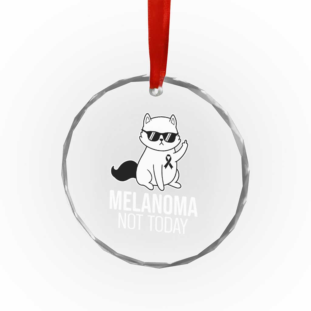 Melanoma Fighter Cat Crystal Glass Ornament Not Today Skin Cancer Awareness