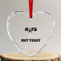 Melanoma Fighter Gift Heart Crystal Glass Ornament Funny Skeleton Nope Not Today