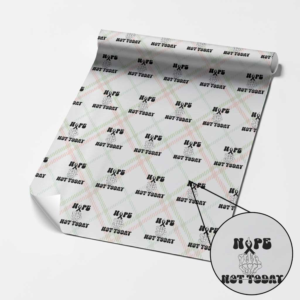Melanoma Fighter Gift Wrapping Paper Roll Funny Skeleton Nope Not Today