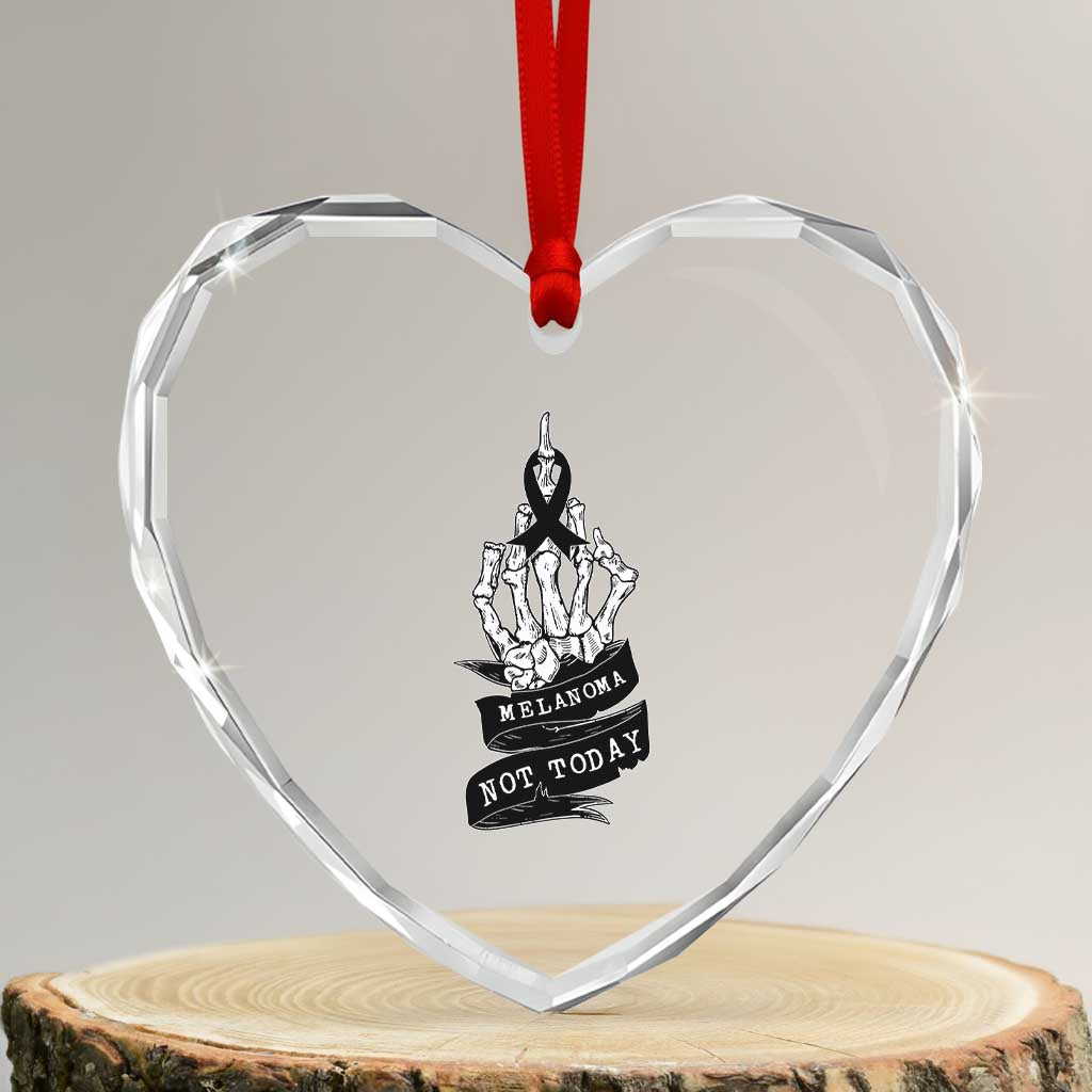 Melanoma Fighter Not Today Heart Crystal Glass Ornament Skin Cancer Awareness Gift