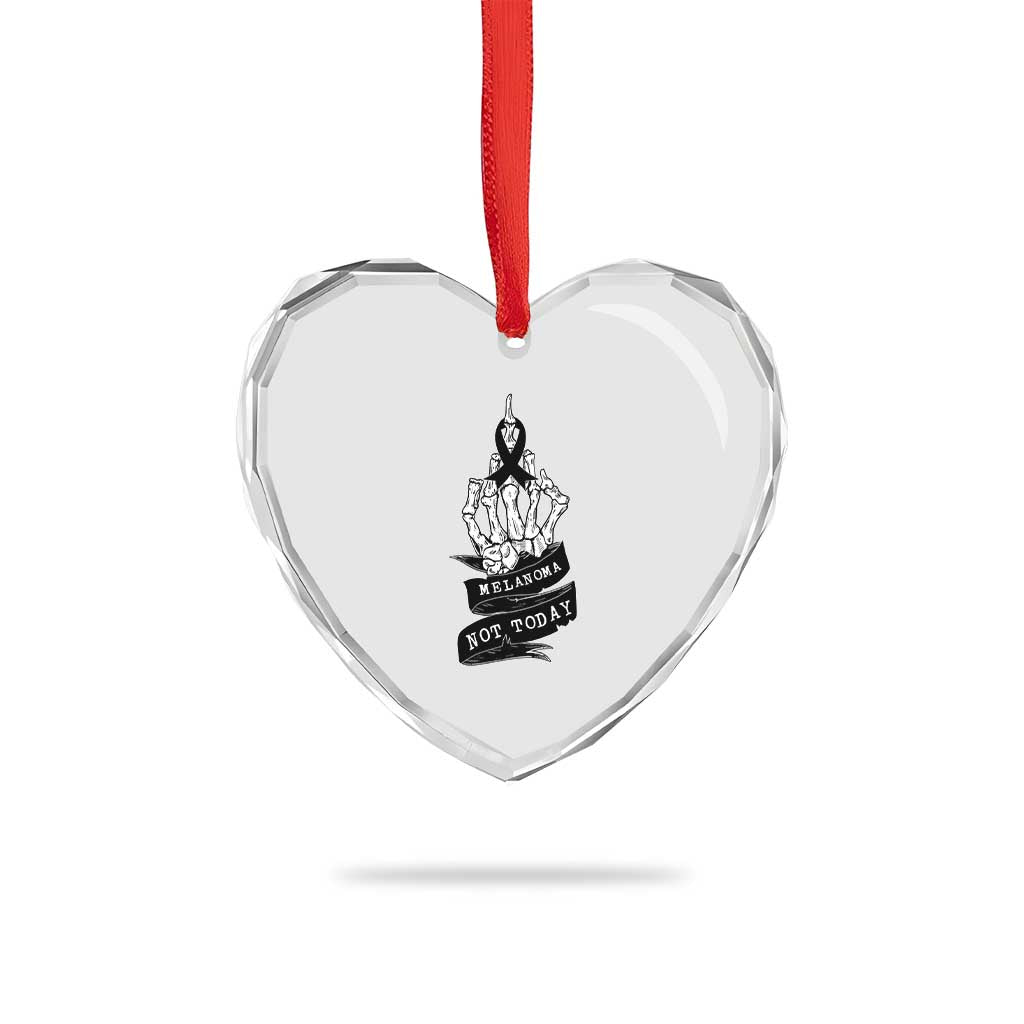 Melanoma Fighter Not Today Heart Crystal Glass Ornament Skin Cancer Awareness Gift