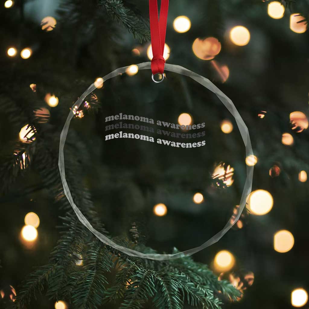 Melanoma Groovy Wavy Typography Crystal Glass Ornament Skin Cancer Warrior Gift