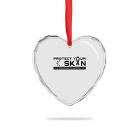 Melanoma Prevention Awareness Heart Crystal Glass Ornament Protect Your Skin