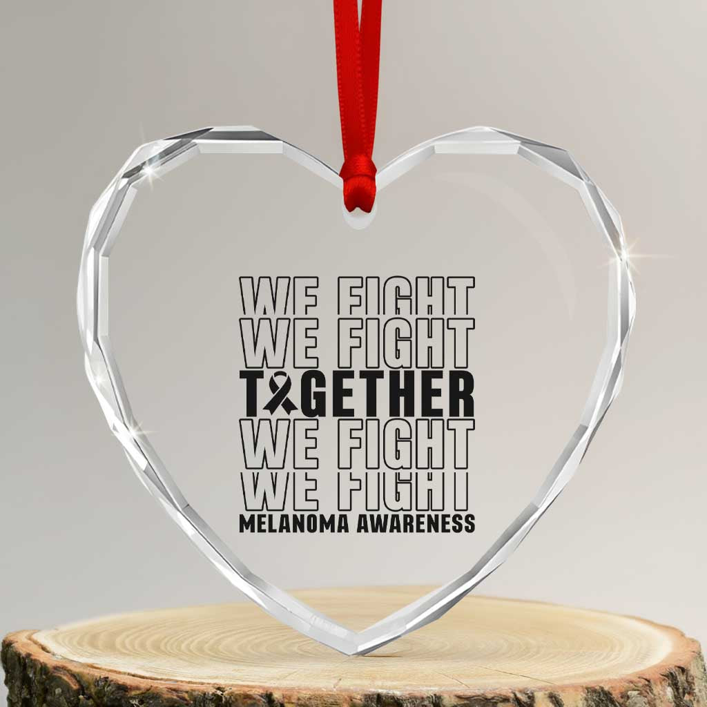 Melanoma Support Warrior Heart Crystal Glass Ornament We Fight Together