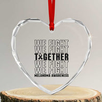 Melanoma Support Warrior Heart Crystal Glass Ornament We Fight Together