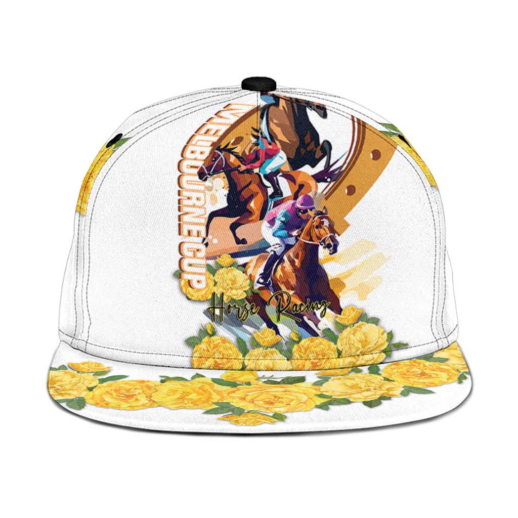 Melbourne Cup Australia Snapback Cap Horse Racing Horseshoe Mix Yellow Roses - Wonder Print Shop