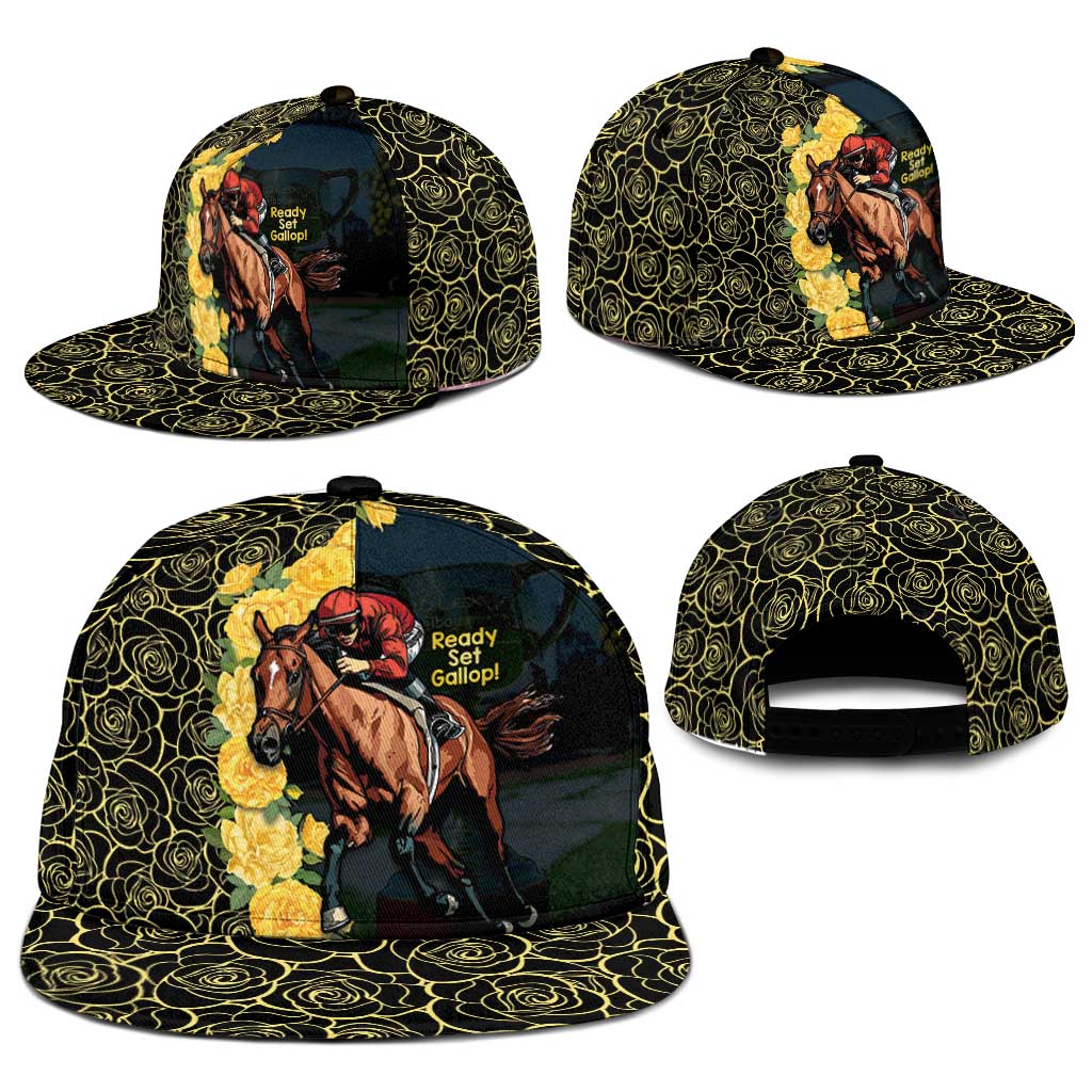 Melbourne Horse Racing Snapback Cap Yellow Roses - Ready Set Gallop - Wonder Print Shop