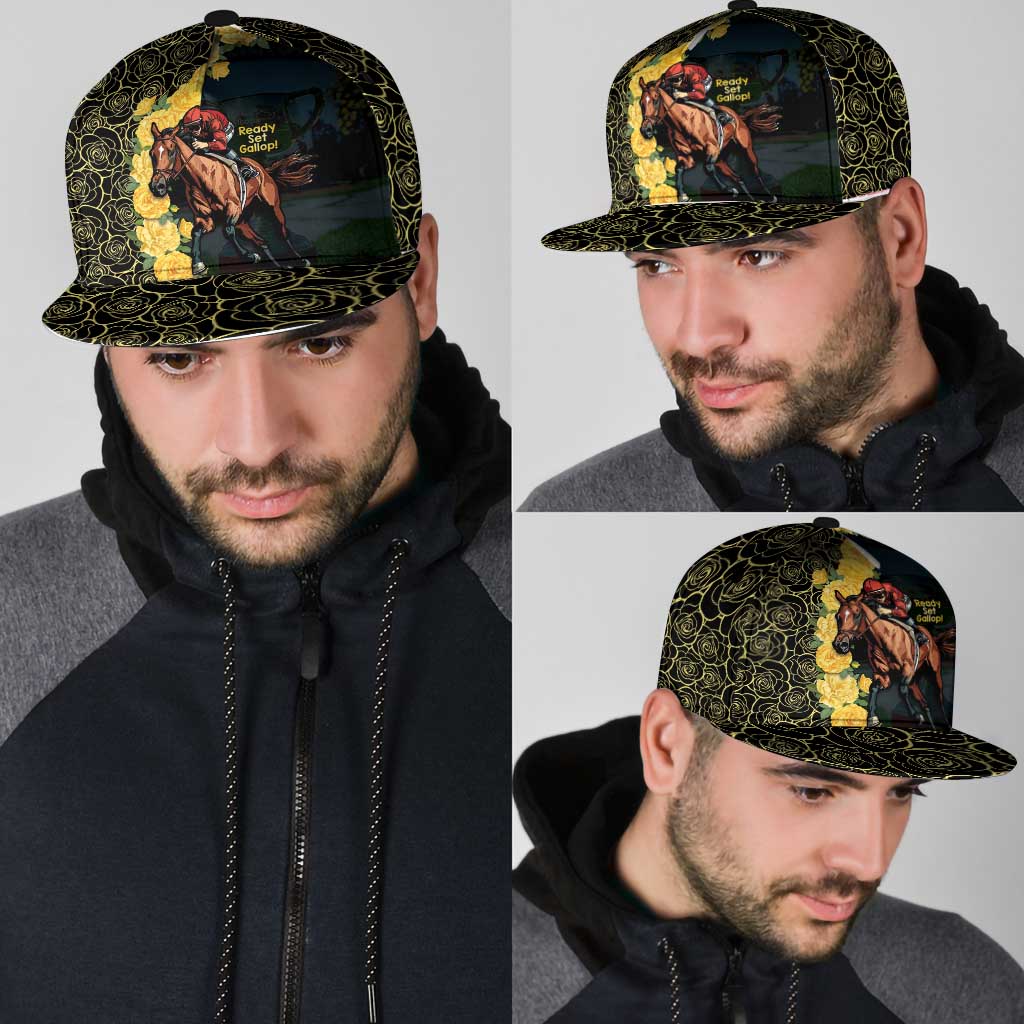 Melbourne Horse Racing Snapback Cap Yellow Roses - Ready Set Gallop - Wonder Print Shop