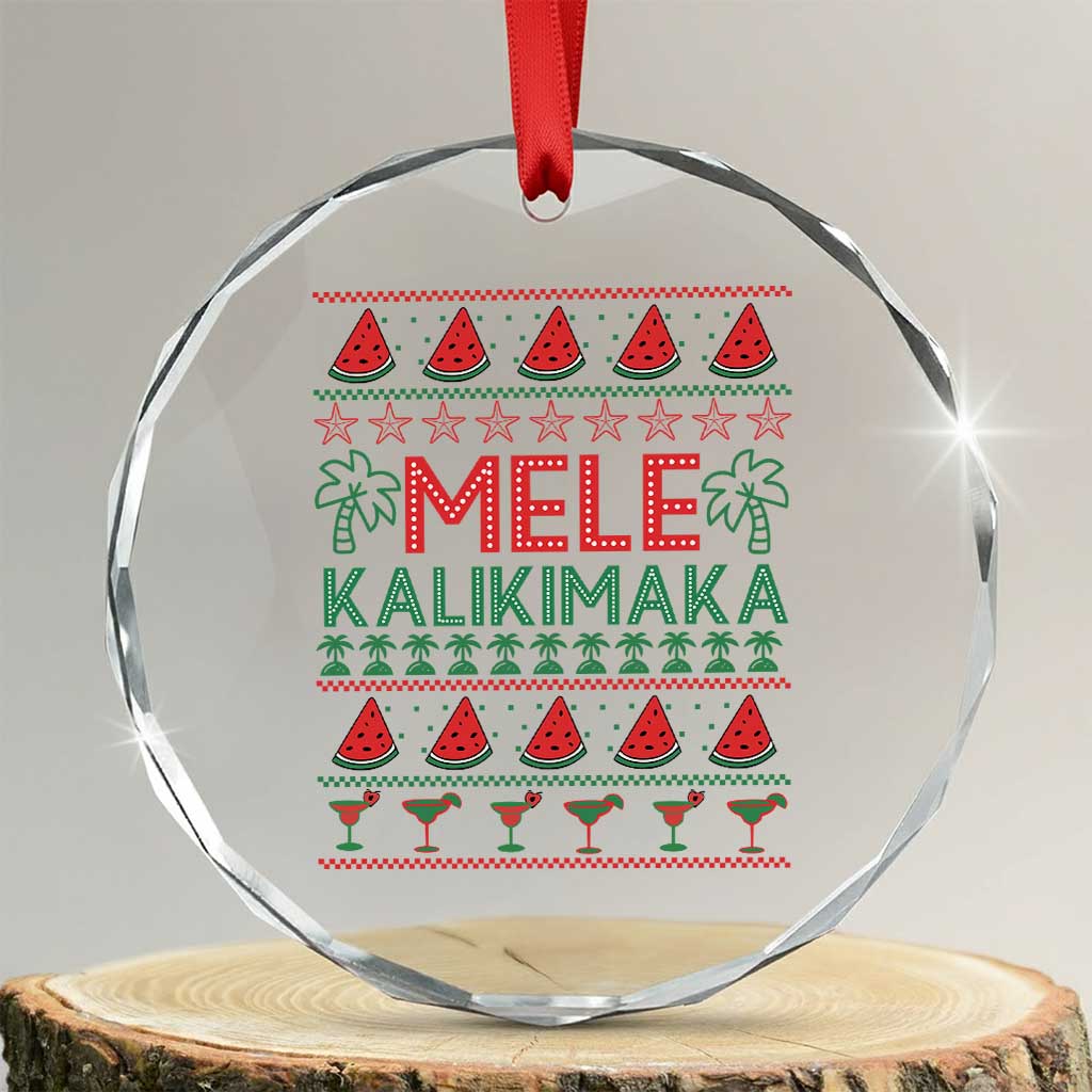 Mele Kalikimaka Crystal Glass Ornament Hawaiian Ugly Christmas Sweater