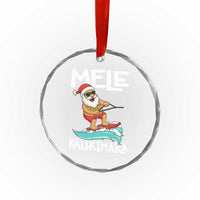 Mele Kalikimaka Crystal Glass Ornament Santa Water Skiing Summer Beach Hawaiian Christmas In July - Wonder Print Shop