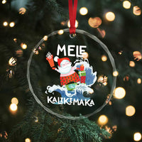 Mele Kalikimaka Crystal Glass Ornament Surfing Cute Santa Hawaiian Christmas TS09