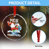 Mele Kalikimaka Crystal Glass Ornament Surfing Cute Santa Hawaiian Christmas TS09