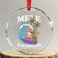 Mele Kalikimaka Hawaii Christmas Surfing Santa Crystal Glass Ornament Summer Beach Hawaii Xmas In July - Wonder Print Shop