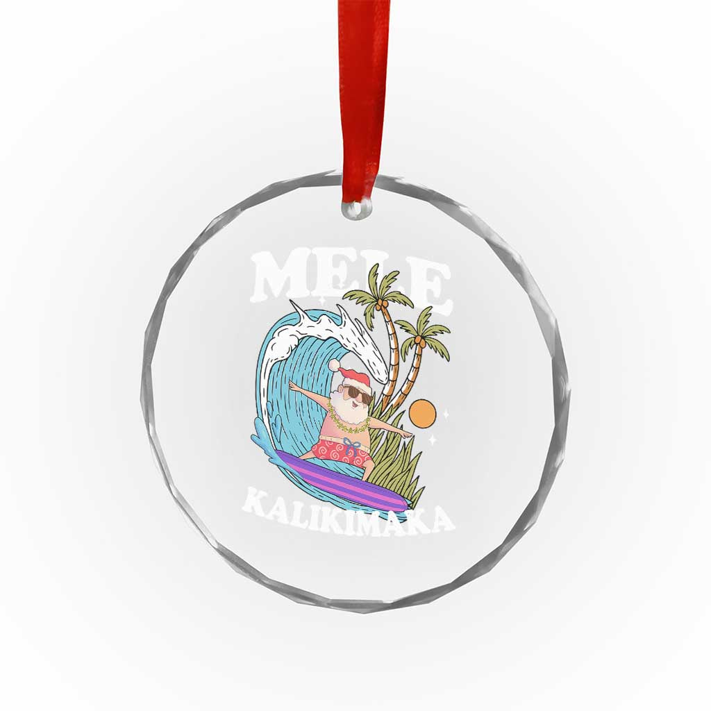 Mele Kalikimaka Hawaii Christmas Surfing Santa Crystal Glass Ornament Summer Beach Hawaii Xmas In July - Wonder Print Shop