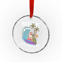 Mele Kalikimaka Hawaii Christmas Surfing Santa Crystal Glass Ornament Summer Beach Hawaii Xmas In July - Wonder Print Shop
