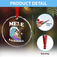 Mele Kalikimaka Hawaii Christmas Surfing Santa Crystal Glass Ornament Summer Beach Hawaii Xmas In July - Wonder Print Shop