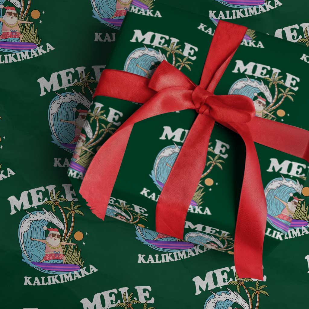 Mele Kalikimaka Hawaii Xmas Surfing Santa Wrapping Paper Roll Summer Beach Hawaii Xmas In July - Wonder Print Shop