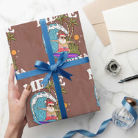 Mele Kalikimaka Hawaii Xmas Surfing Santa Wrapping Paper Roll Summer Beach Hawaii Xmas In July - Wonder Print Shop