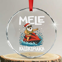 Mele Kalikimaka Hawaiian Christmas Crystal Glass Ornament Funny Santa Jet Ski Summer Beach Xmas In July - Wonder Print Shop