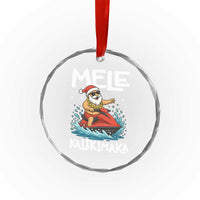Mele Kalikimaka Hawaiian Christmas Crystal Glass Ornament Funny Santa Jet Ski Summer Beach Xmas In July - Wonder Print Shop