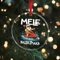 Mele Kalikimaka Hawaiian Christmas Crystal Glass Ornament Funny Santa Jet Ski Summer Beach Xmas In July - Wonder Print Shop