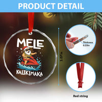 Mele Kalikimaka Hawaiian Christmas Crystal Glass Ornament Funny Santa Jet Ski Summer Beach Xmas In July - Wonder Print Shop