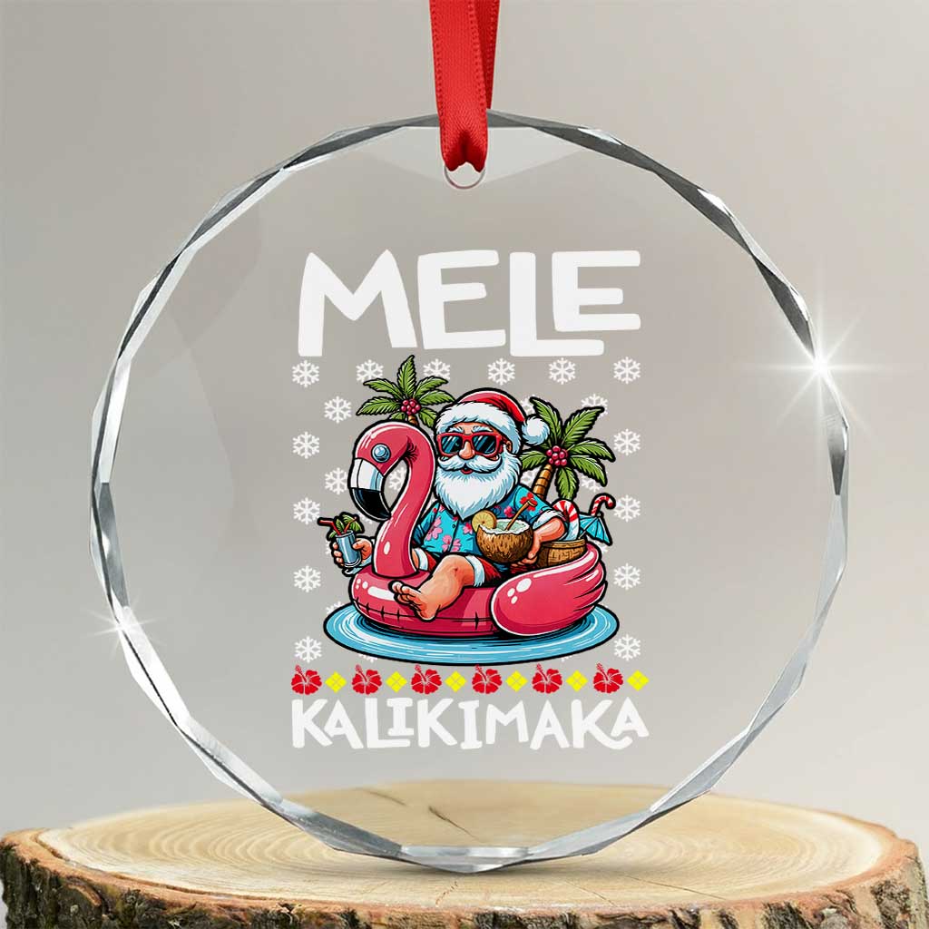 Mele Kalikimaka Hawaiian Christmas In July Hawaii Santa Crystal Glass Ornament Palm Tree Beach Tropical Xmas Gift Family Holiday TS10