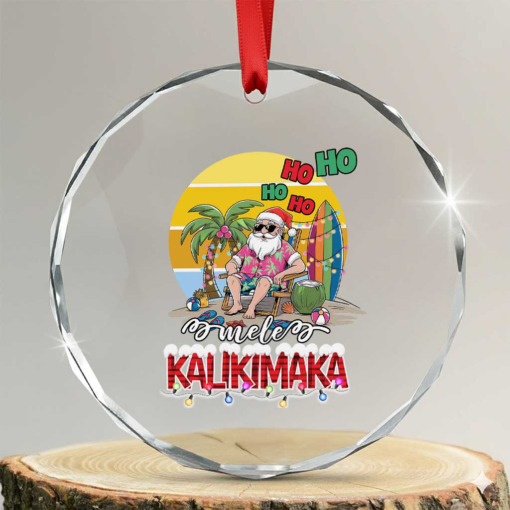 Mele Kalikimaka Hawaiian Crystal Glass Ornament Hawaii Santa Xmas Family Beach Vacation TS10