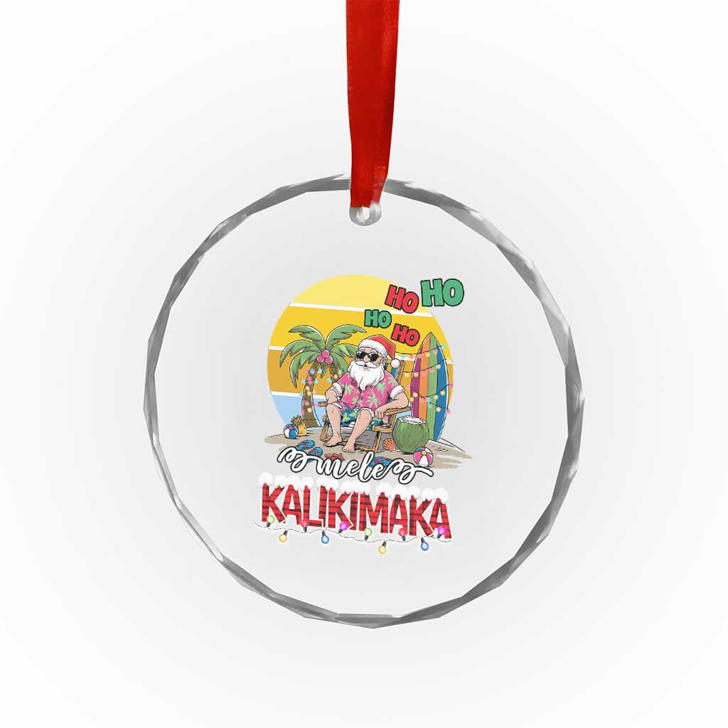 Mele Kalikimaka Hawaiian Crystal Glass Ornament Hawaii Santa Xmas Family Beach Vacation TS10