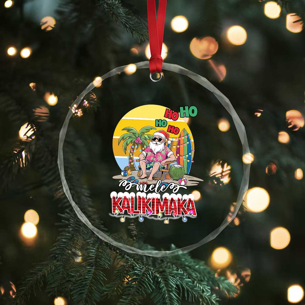 Mele Kalikimaka Hawaiian Crystal Glass Ornament Hawaii Santa Xmas Family Beach Vacation TS10