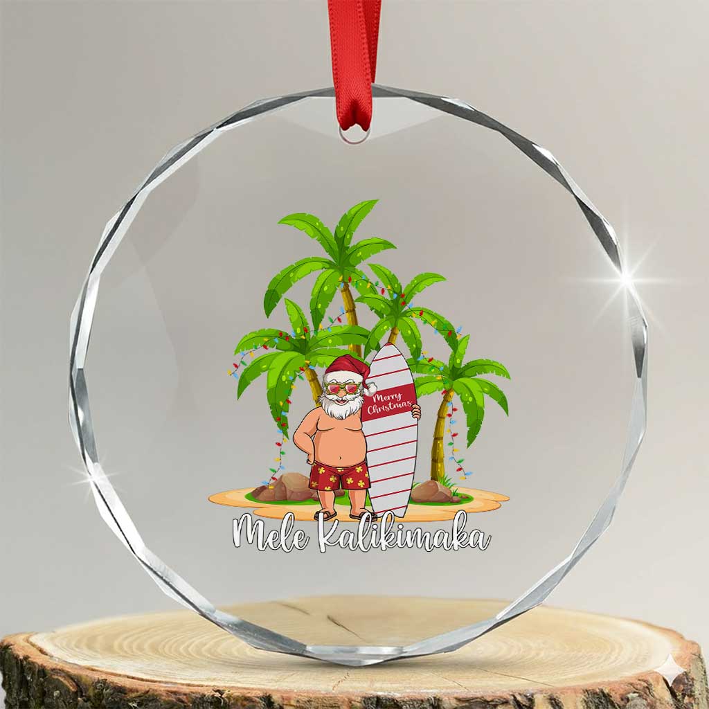 Mele Kalikimaka Hawaiian Xmas Crystal Glass Ornament Hawaii Santa Xmas Beach Family Vacation TS10