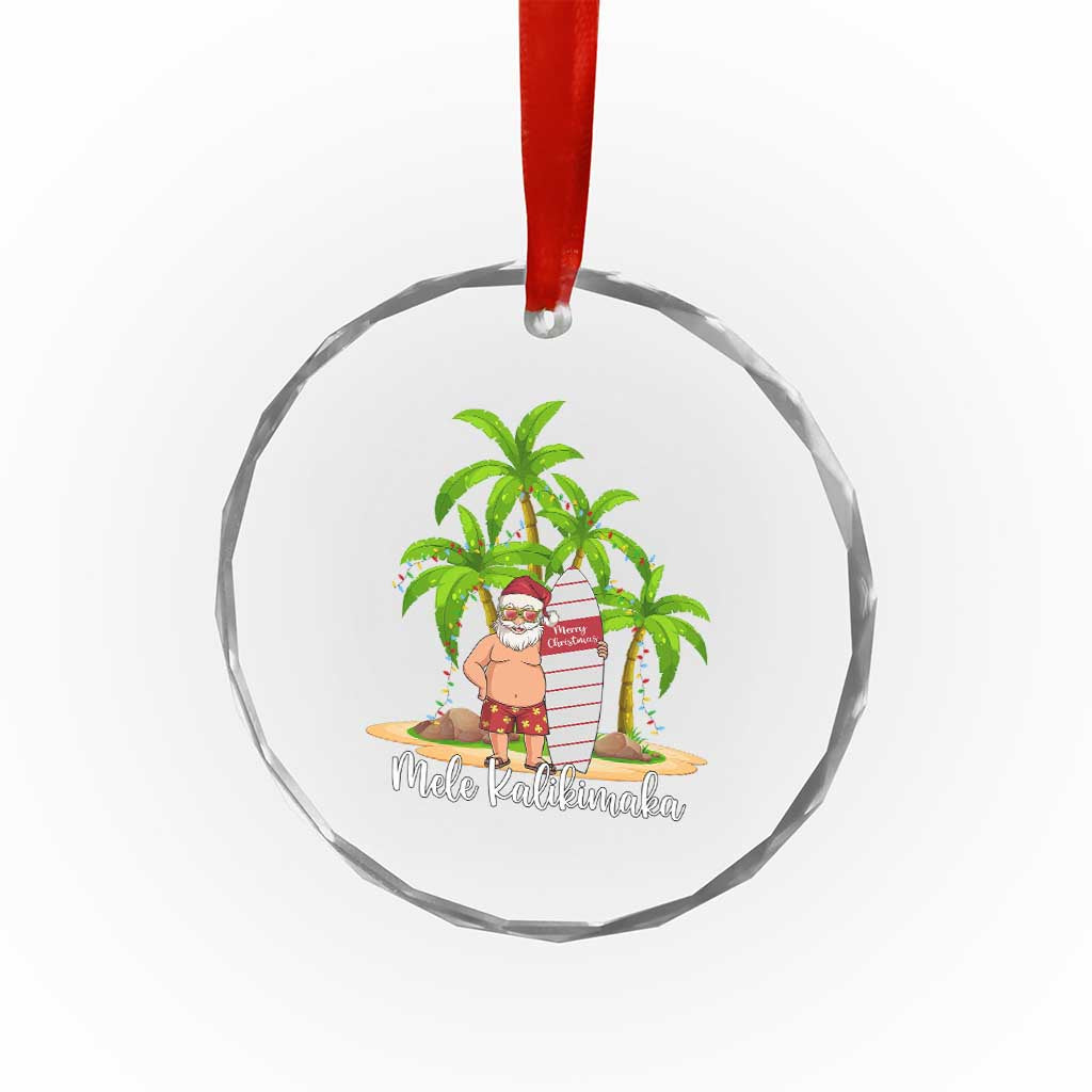 Mele Kalikimaka Hawaiian Xmas Crystal Glass Ornament Hawaii Santa Xmas Beach Family Vacation TS10