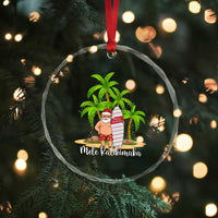 Mele Kalikimaka Hawaiian Xmas Crystal Glass Ornament Hawaii Santa Xmas Beach Family Vacation TS10