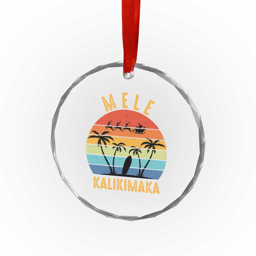 Mele Kalikimaka Hawaiian Xmas Crystal Glass Ornament Retro Hawaii Island Palm Beach Surfboard Surf Xmas Family TS10