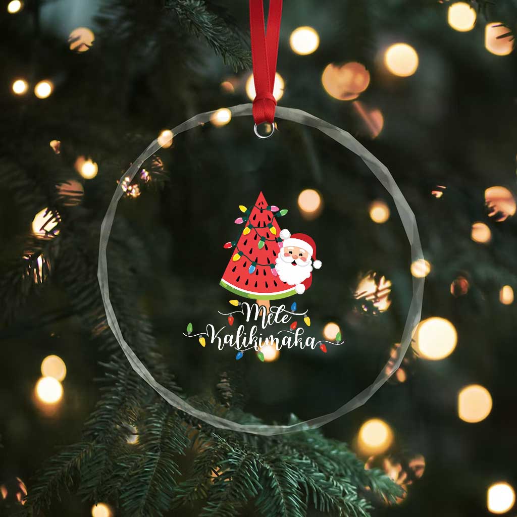 Mele Kalikimaka Hawaiian Xmas In July Hawaii Santa Crystal Glass Ornament Watermelon Summer Tree Tropical Gift Family Holiday TS10